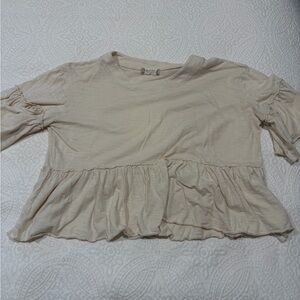 Altar’d State Cream Ruffled Long Sleeve Top